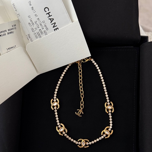 CHANEL Metal Crystal CC Marquise Choker BRAND NEW - Picture 1 of 3